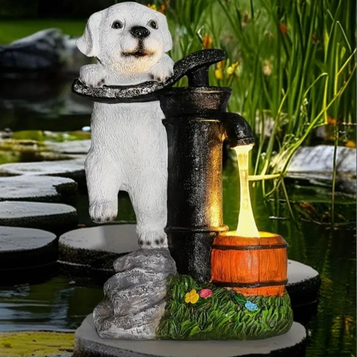 Lampe de jardin solaire avec petit chien – décoration LED