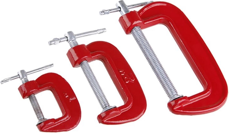 Set de serre-joints métalliques en G de 25, 50 et 75 mm - 3 pièces