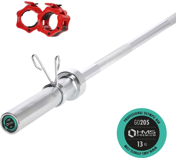 Barre olympique 150 cm avec colliers à fermeture rapide HMS Premium