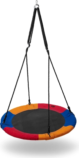 Balançoire nid ronde NILS Camp 90 cm, bleu/rouge/orange