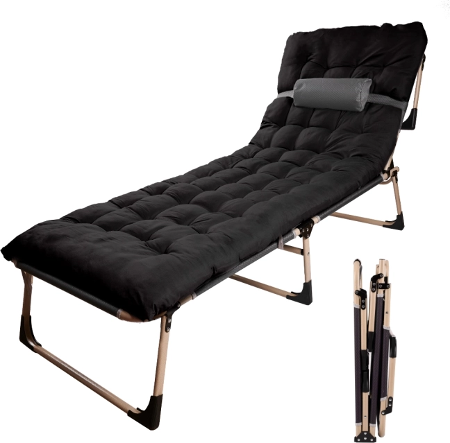 Lit de camp pliant 193 cm – noir