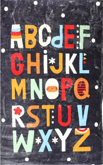 Tapis, tapis de jeu pour bébé, 140 x 80 cm, Alphabet, bleu foncé