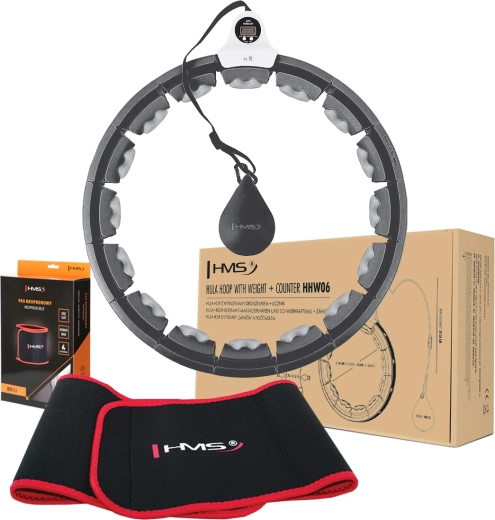 Kit HMS : cerceau hula hoop de massage intelligent avec poids et compteur + ceinture amincissante en néoprène