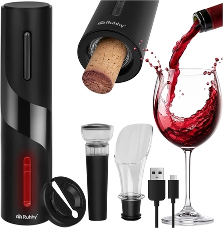 Tire-bouchon électrique Ruhhy – kit automatique avec USB‑C (4 pièces)