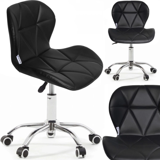 Chaise de bureau enfant noire Bauerkraft en similicuir (éco-cuir)