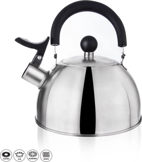 Bouilloire sifflante en acier inoxydable, finition mate, 2 l