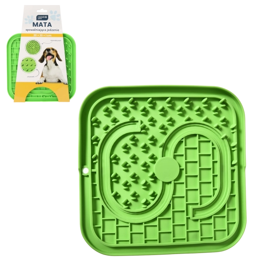 Gamelle anti-glouton pour chiens et chats 20 × 20 × 1 cm verte