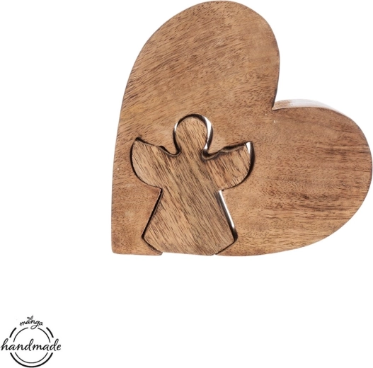 Décoration cœur et ange en bois de manguier