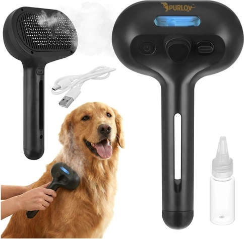 Brosse à vapeur pour chiens et chats Purlov, électrique et auto-nettoyante