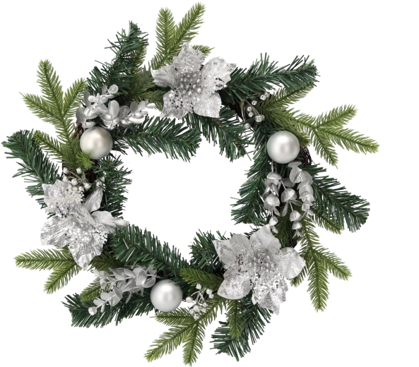 Couronne de Noël argentée 40 cm