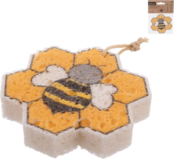 Éponge EKO pour la vaisselle en cellulose et coton avec motif abeille