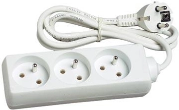 Rallonge électrique 5 m avec 3 prises, blanc