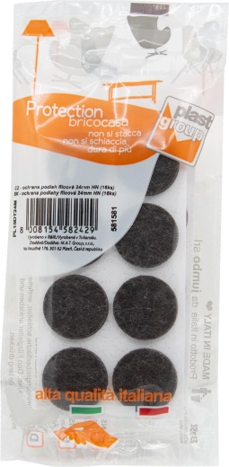 Patins en feutre autocollants pour meubles 24 mm, marron (16 pcs)