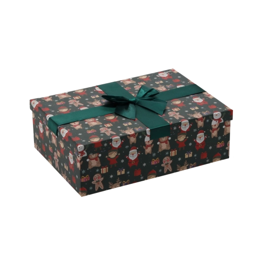 Boîte cadeau de Noël avec nœud vert 26,5 × 18 × 7 cm - 1 pièce