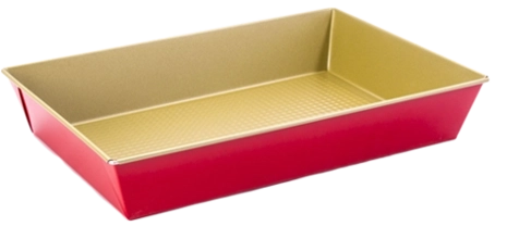 Plaque de cuisson avec revêtement antiadhésif 36 × 24,5 × 6 cm rouge‑doré
