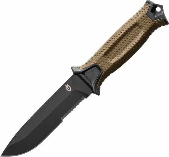Couteau d’extérieur Gerber Strongarm 12,7 cm (partiellement dentelé), noir/coyote