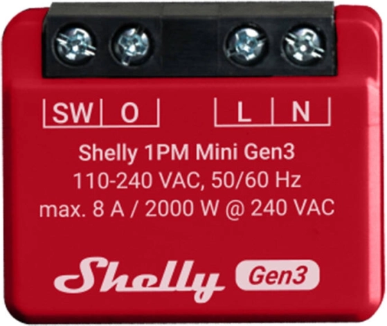 Interrupteur intelligent Shelly 1PM Mini Gen3 avec Wi‑Fi et Bluetooth