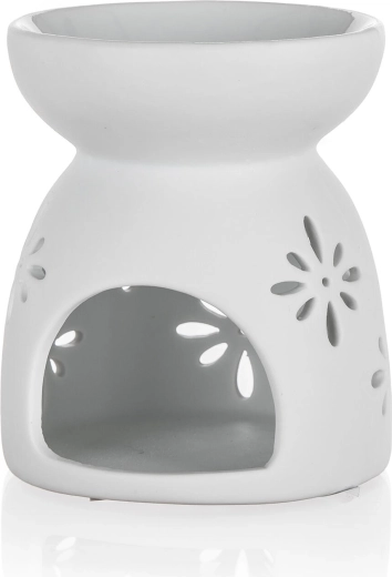 Lampe aromatique en porcelaine avec flocons 8 × 9 cm, blanche