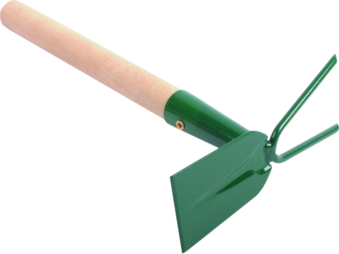 Sarcloir avec lame et deux dents avec manche en bois 27 cm