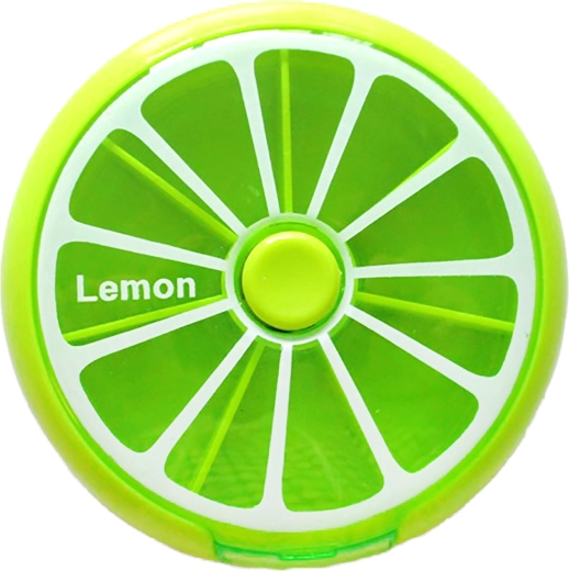 Pilulier rond avec motif citron 9 × 2,5 cm