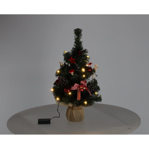 Décoration de Noël Choinka Bożonarodzeniowa – petit sapin lumineux 50 cm, 20 LED, rouge-blanc
