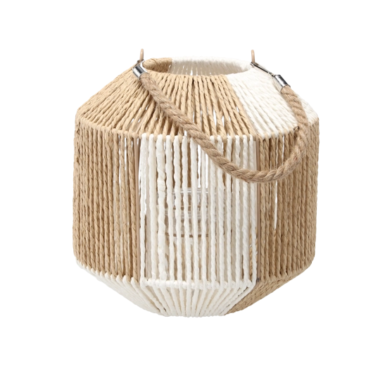 Lanterne décorative avec insert en verre 25 cm – motif damier