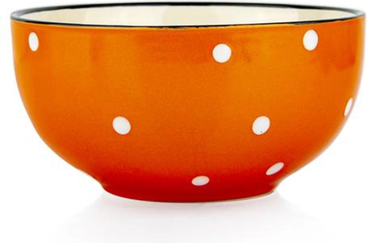 Bol en céramique orange à pois blancs 490 ml, 13 cm