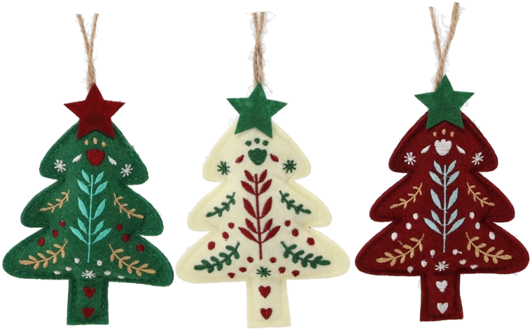 Ornement de Noël – sapin suspendu, assortiment de couleurs 8 × 2 × 18 cm