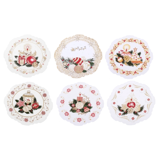 Serviettes en papier rondes de Noël avec le motif « Boże Narodzenie » 28 cm (6 pcs)