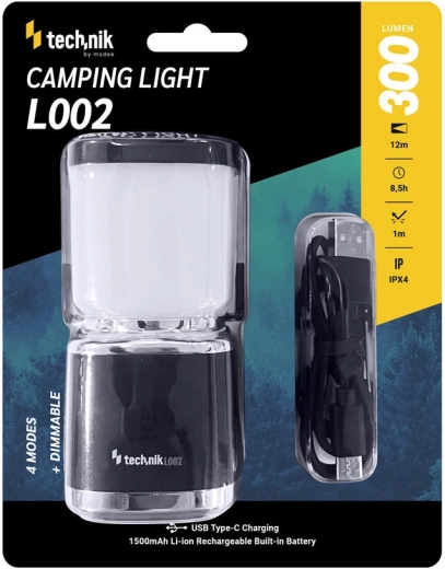 Technik lanterne de camping 300 lm avec batterie intégrée et poignée