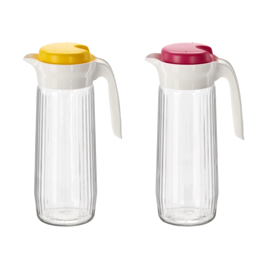 Carafe en verre avec couvercle 1,5 l – assortiment de couleurs