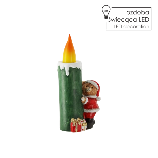 Décoration LED de Noël ourson en costume de Père Noël - 1 pièce