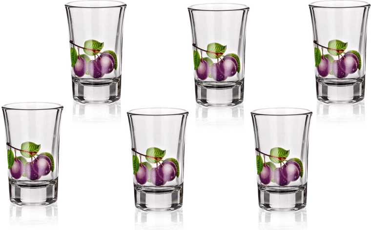 Verre à shot avec motif de prune 40 ml, lot de 6 pièces