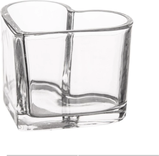 Bougeoir en verre en forme de cœur transparent 8 × 8 × 6,5 cm
