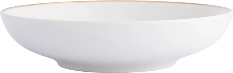 Assiette creuse en porcelaine Bella Złota Linia 20 cm, crème avec liseré doré