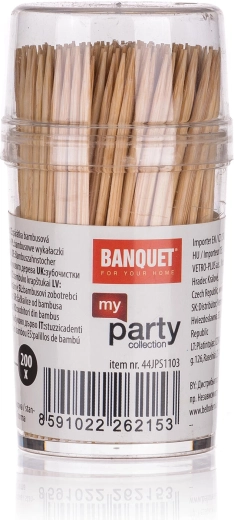 Cure-dents en bambou à double pointe dans un distributeur rond 200 pcs