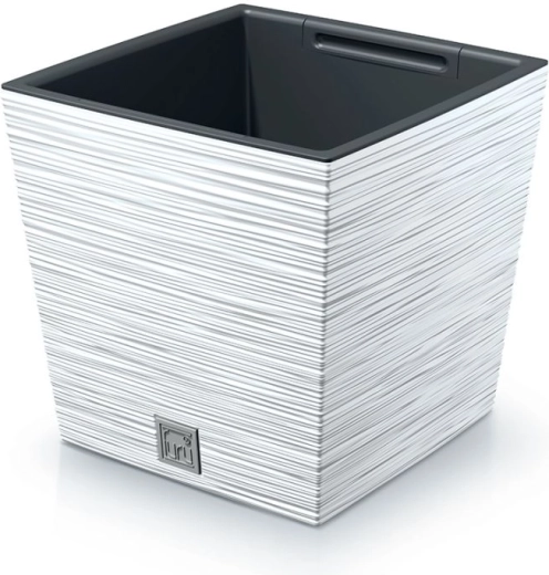 Cache-pot Furu Square Low 24 cm – blanc