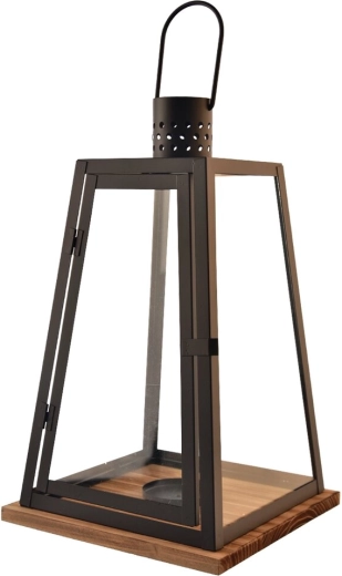 Lanterne en métal et bois noire – taille moyenne