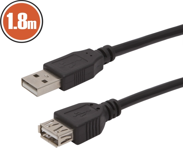 Rallonge USB-A, 1,8 m, noire