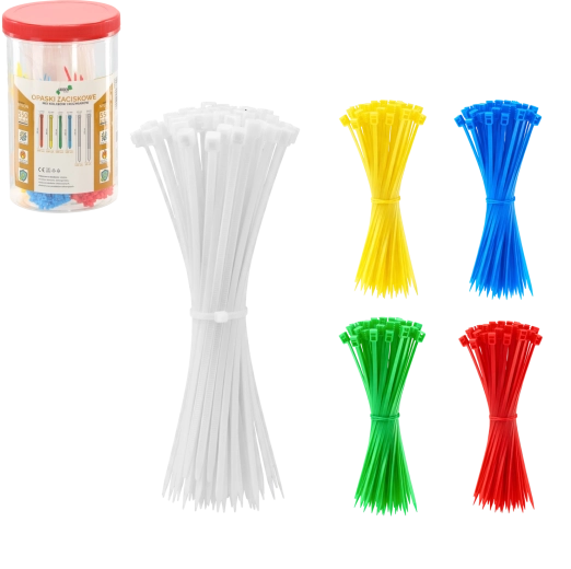 Set de 550 colliers de serrage en nylon dans un tube – assortiment de couleurs et de dimensions