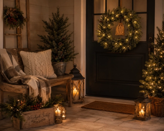 Couronne de Noël 40 cm légèrement enneigée avec éclairage LED - 1 pièce