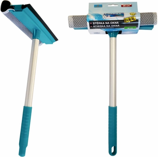 Raclette pour vitres avec éponge et caoutchouc 25 cm avec manche 38 cm