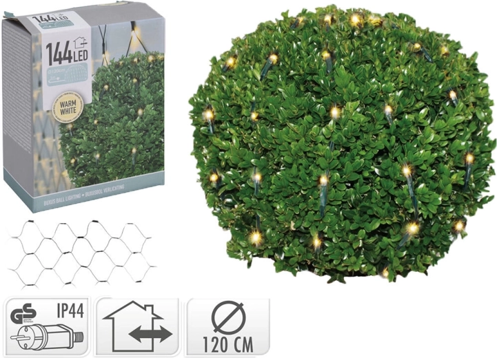 Boule LED de Noël 1,2 m, 144 LED, blanc chaud, IP44