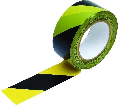 Ruban adhésif de signalisation 48 × 66 m, jaune‒noir, hachures gauche