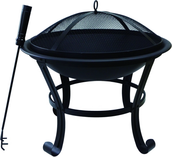 Brasero de jardin avec couvercle, métal noir