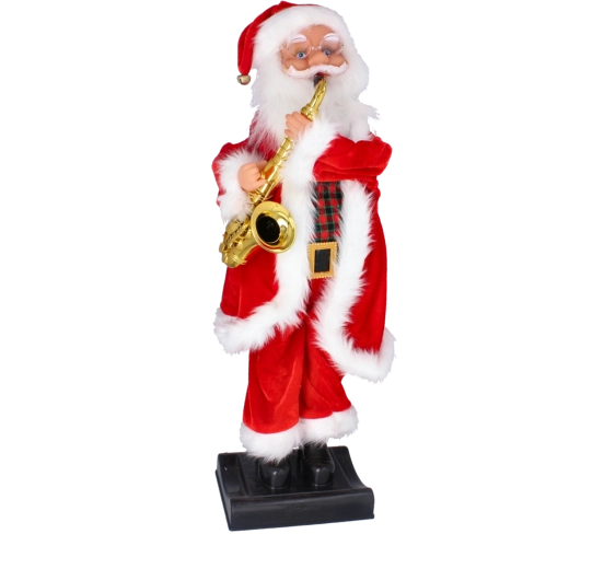 Figurine de Noël musicale Saint Nicolas avec saxophone 81 cm - 1 pièce