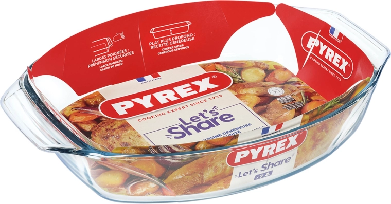 Plat à gratin ovale PYREX 38 × 27 cm en verre borosilicate