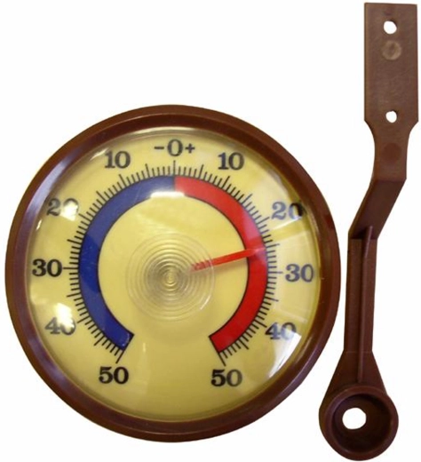 Thermomètre mécanique extérieur, -50 à +50 °C, plastique marron, 7,1 × 2 cm