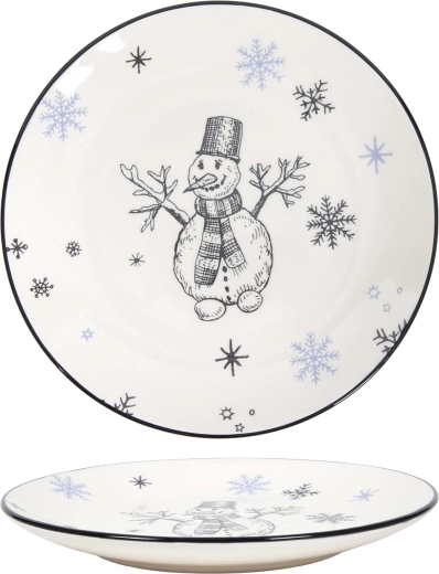 Assiette bonhomme de neige bleue 19 cm