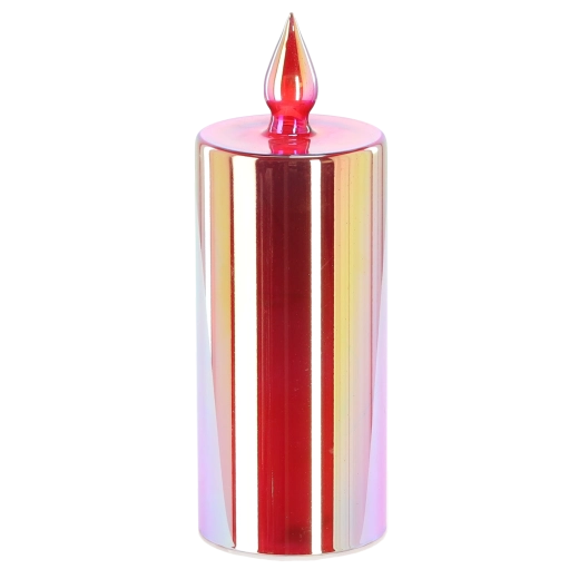 Lanterne LED en forme de bougie rouge 8,9 × 25 cm CHOMIK
